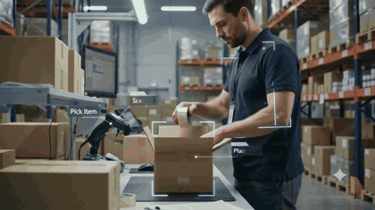 Animated real-world pick and pack capture