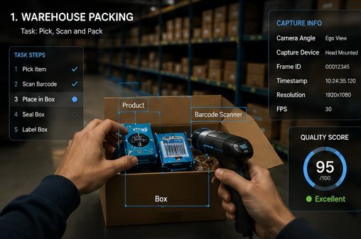Warehouse packing task capture